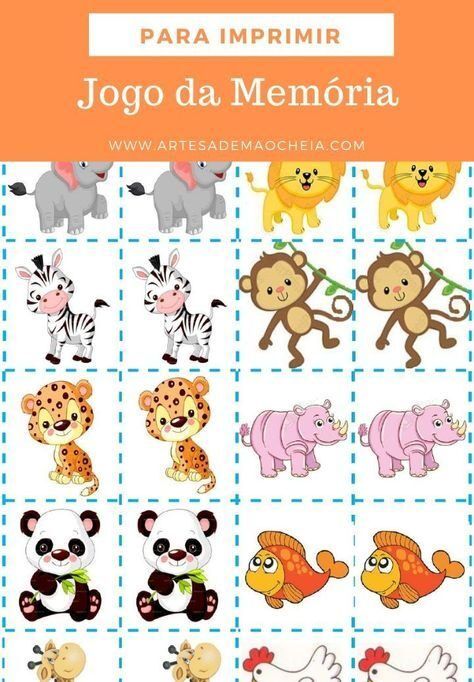 Jogo da Memória para Imprimir com Animais Diversos