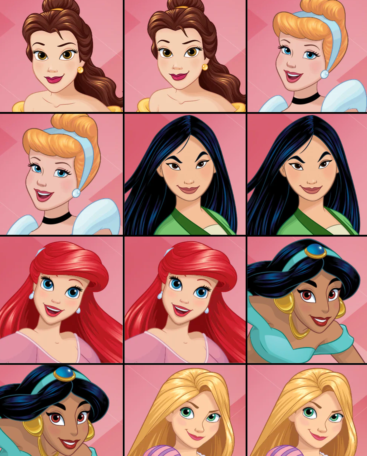 Jogo da Memoria para Imprimir com Princesas de Desenhos Animados