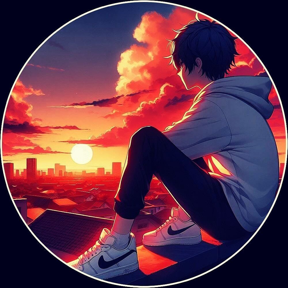 Jovem em Telhado Observando Pôr do Sol