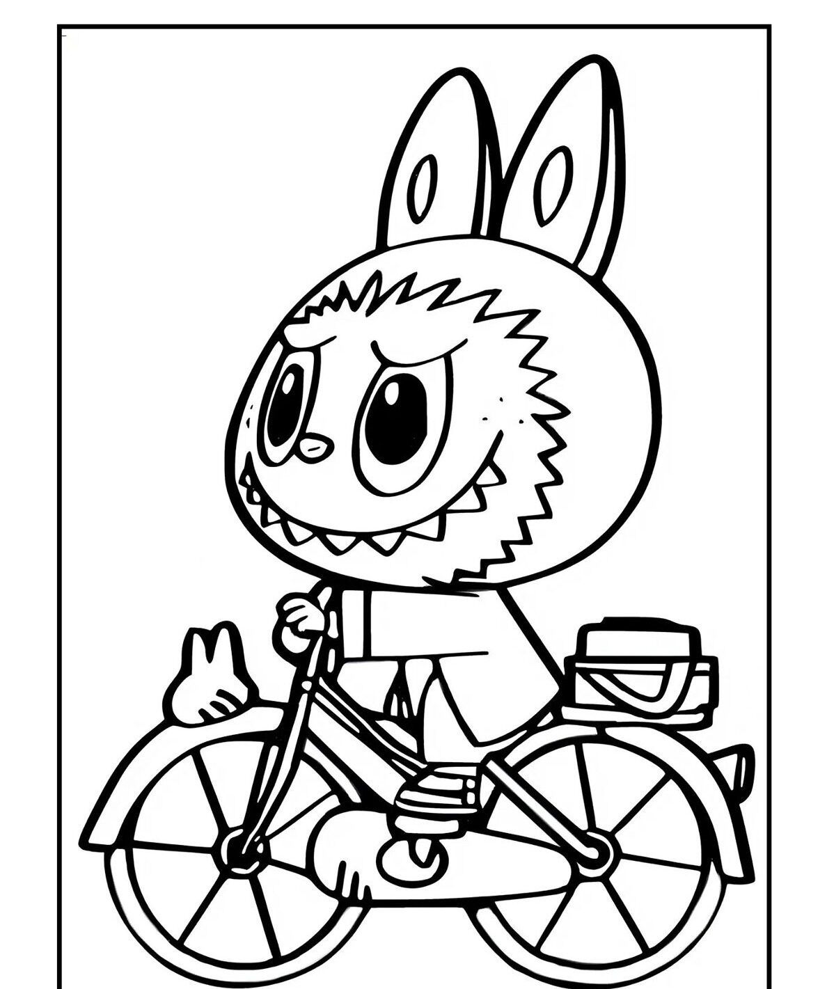 Labubu para Imprimir e Colorir em Bicicleta Divertida