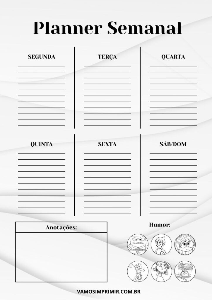 Modelo de Planner Semanal para Imprimir e Organizar