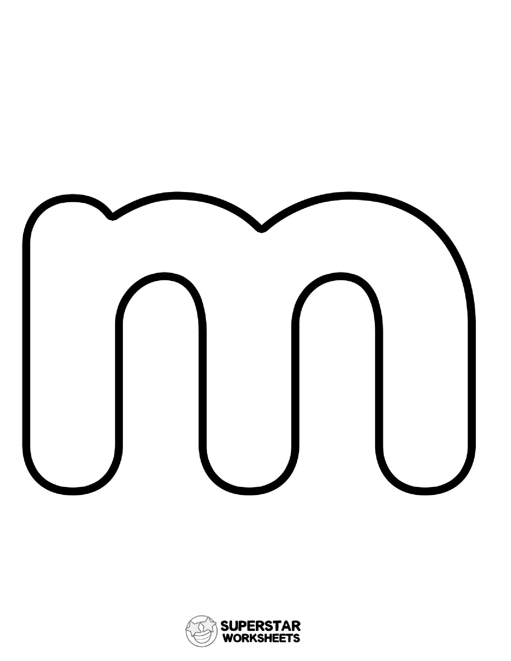 Molde da Letra m em Bold para Impressão e Atividades Educativas