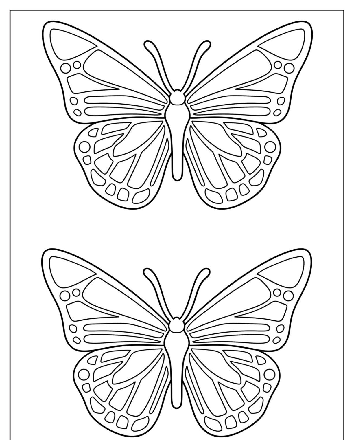 Molde de Borboletas Elegantes em Preto e Branco para Imprimir