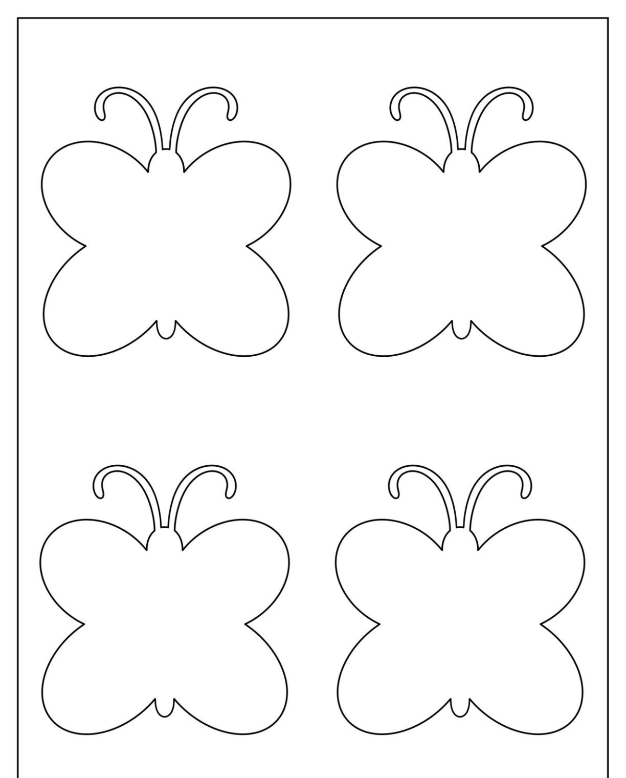 Molde de Borboletas em Estilo Cartoon para Imprimir e Recortar