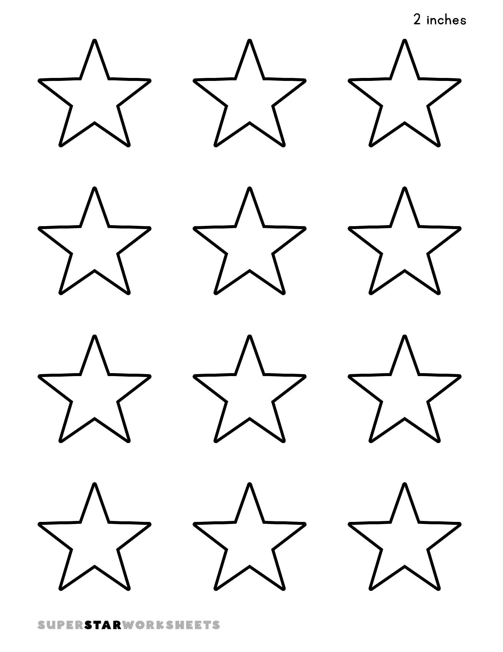 Molde de Estrela para Imprimir A4 com 12 Estrelas Idênticas