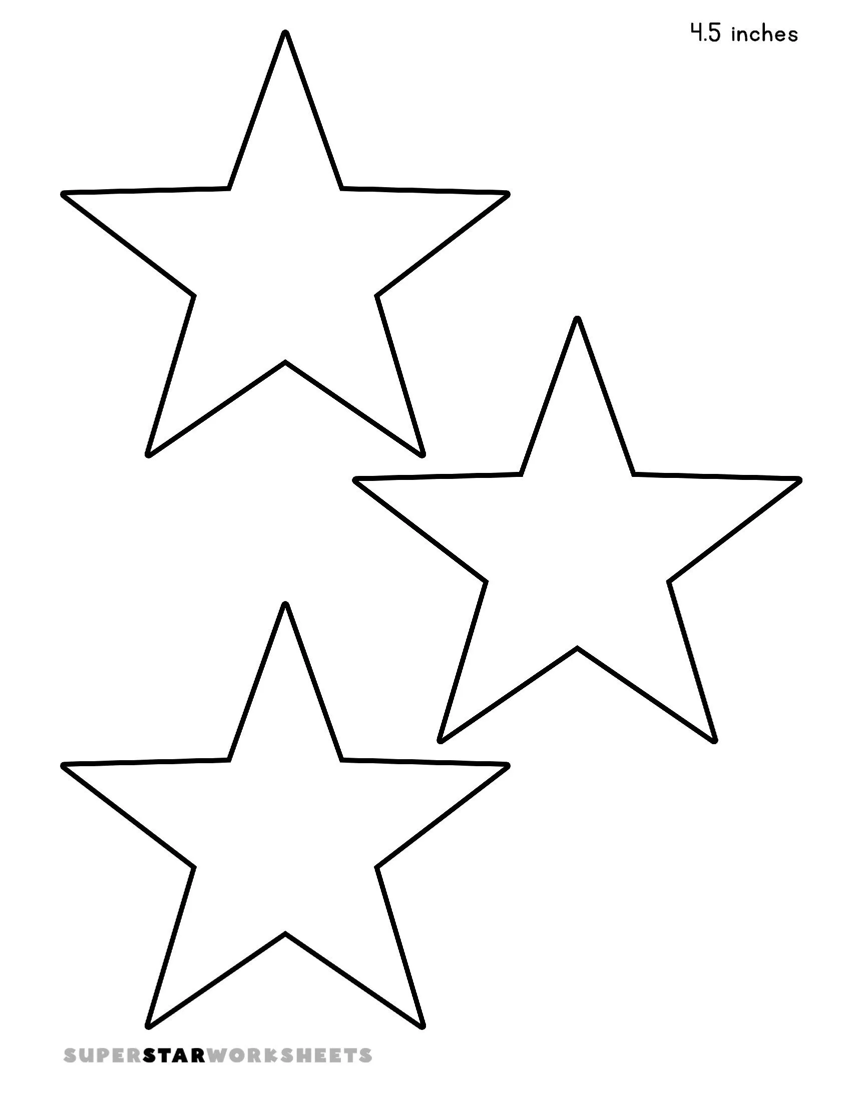 Molde de Estrela para Imprimir A4 com 3 Estrelas Simples