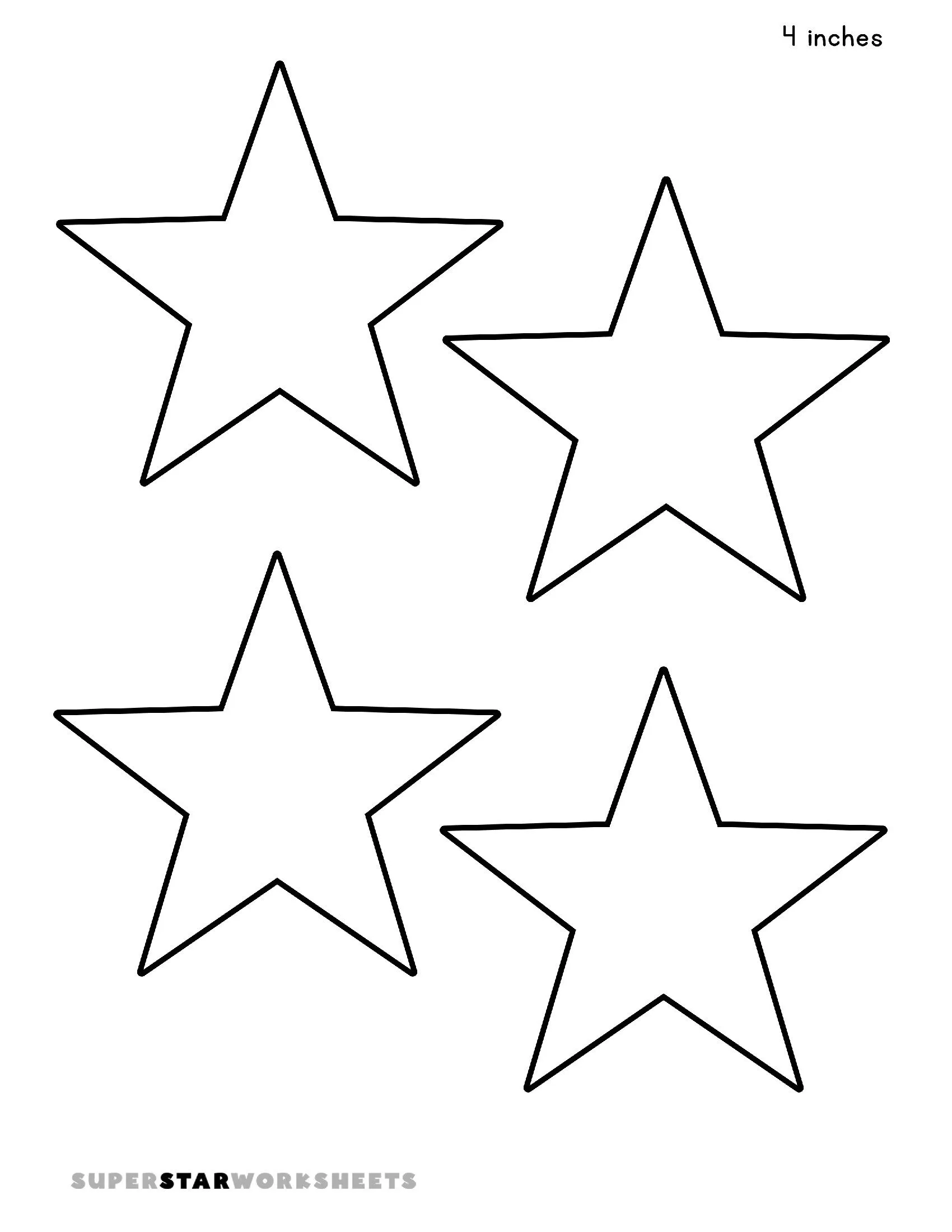 Molde de Estrela para Imprimir em Quatro Estrelas