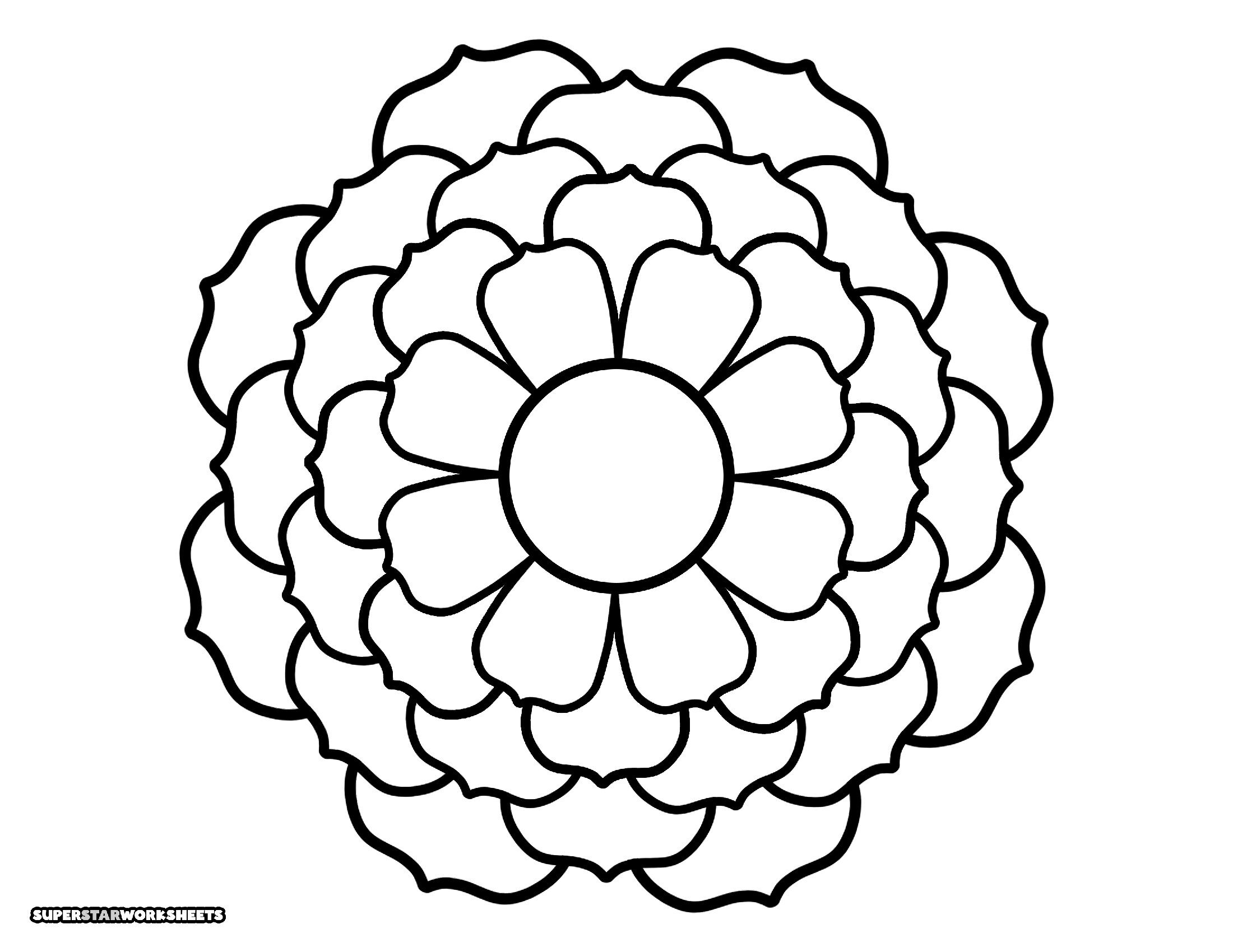 Molde de Flor Zínia para Imprimir com Pétalas Sobrepostas