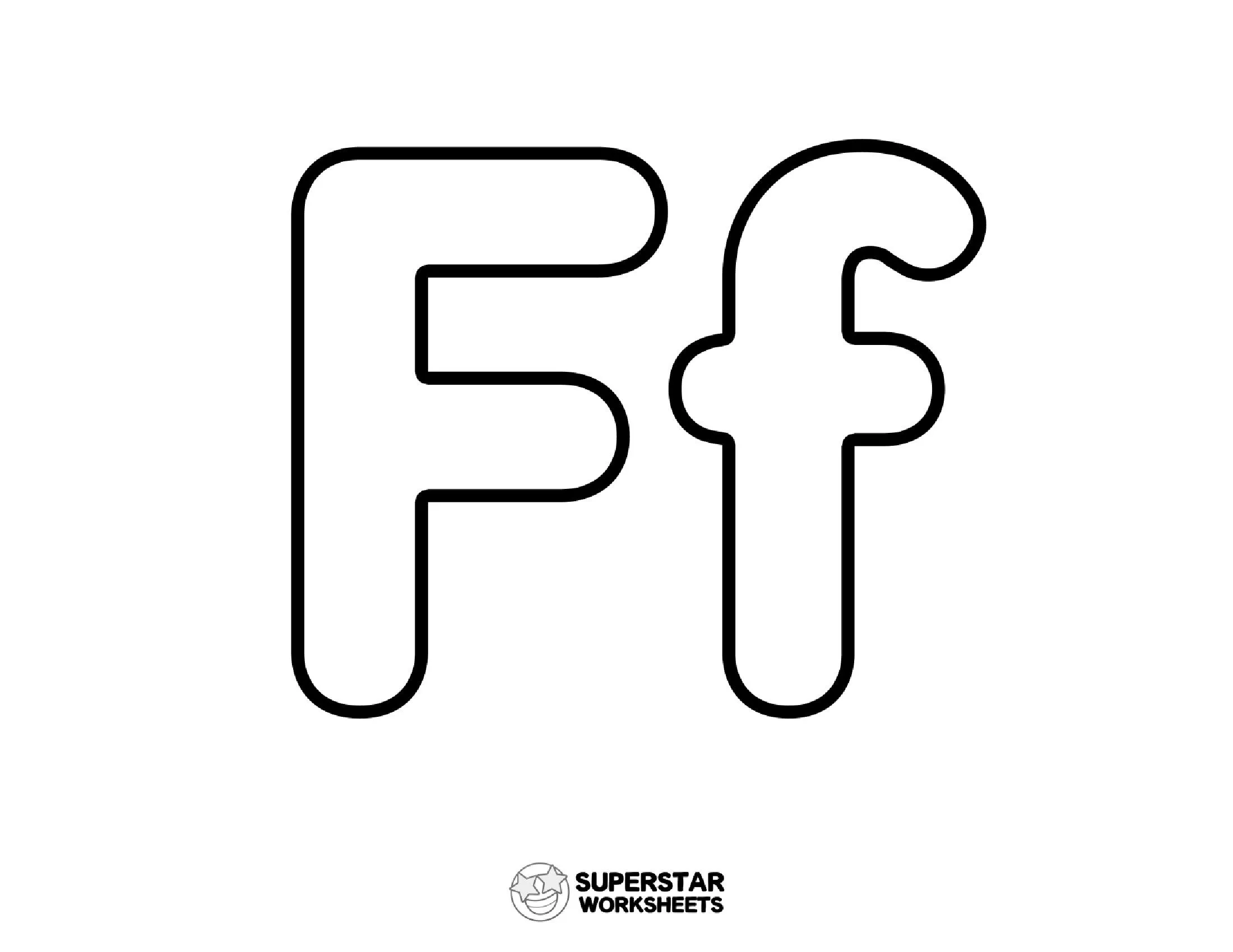 Molde de Letra F para imprimir em contorno grosso - Superstar Worksheets