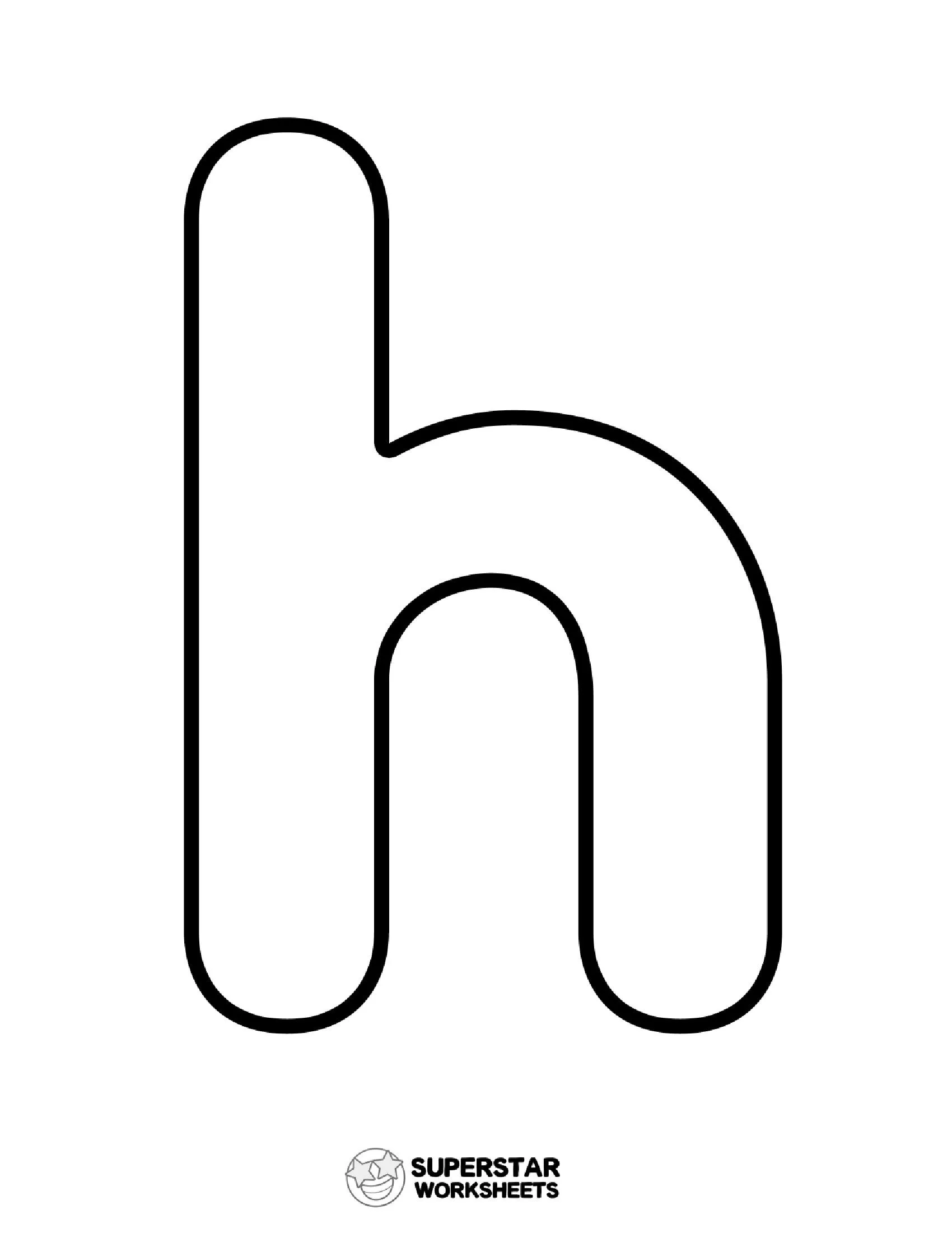 Molde de Letra h Minúscula para Imprimir e Usar em Artesanato