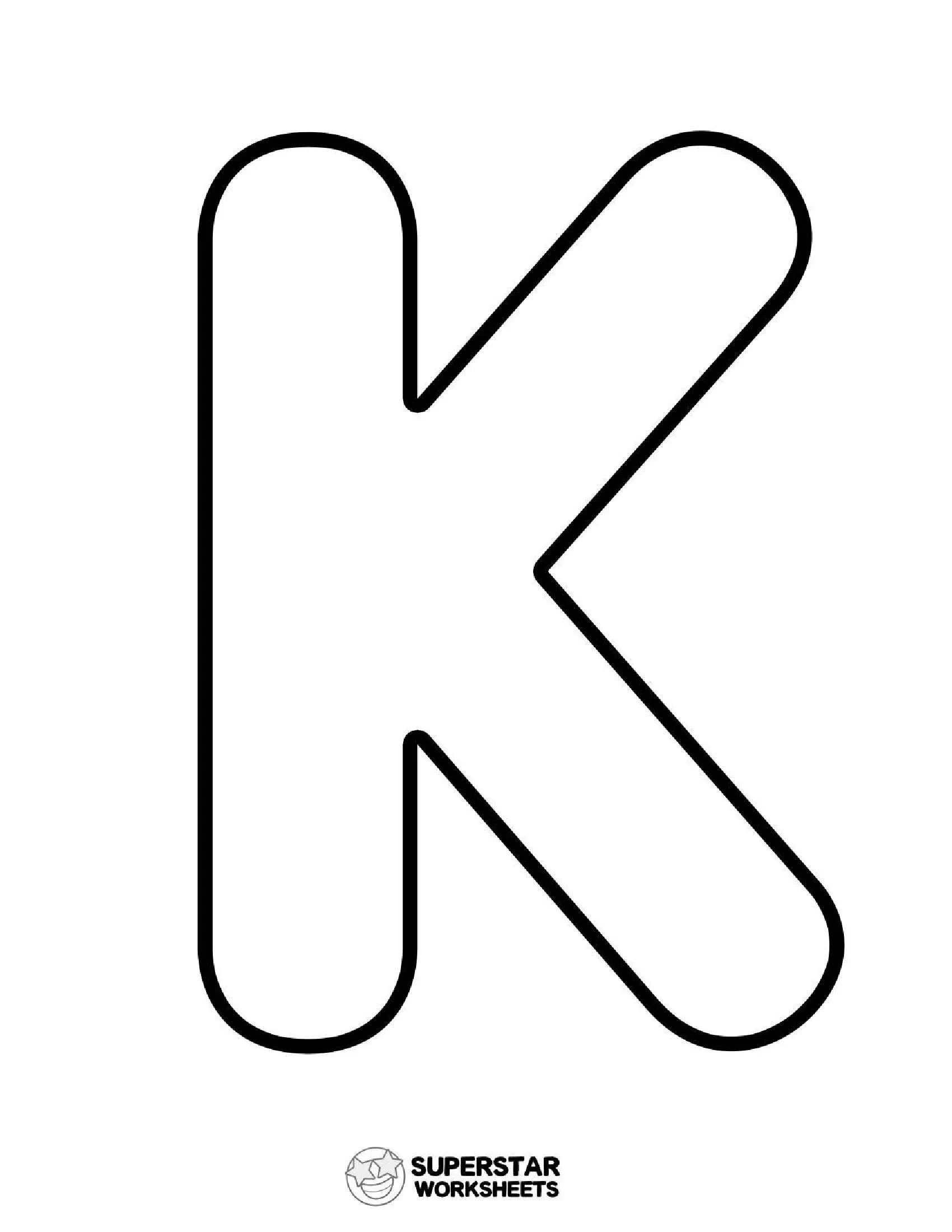 Molde de Letra K Grande para Imprimir - Superstar Worksheets