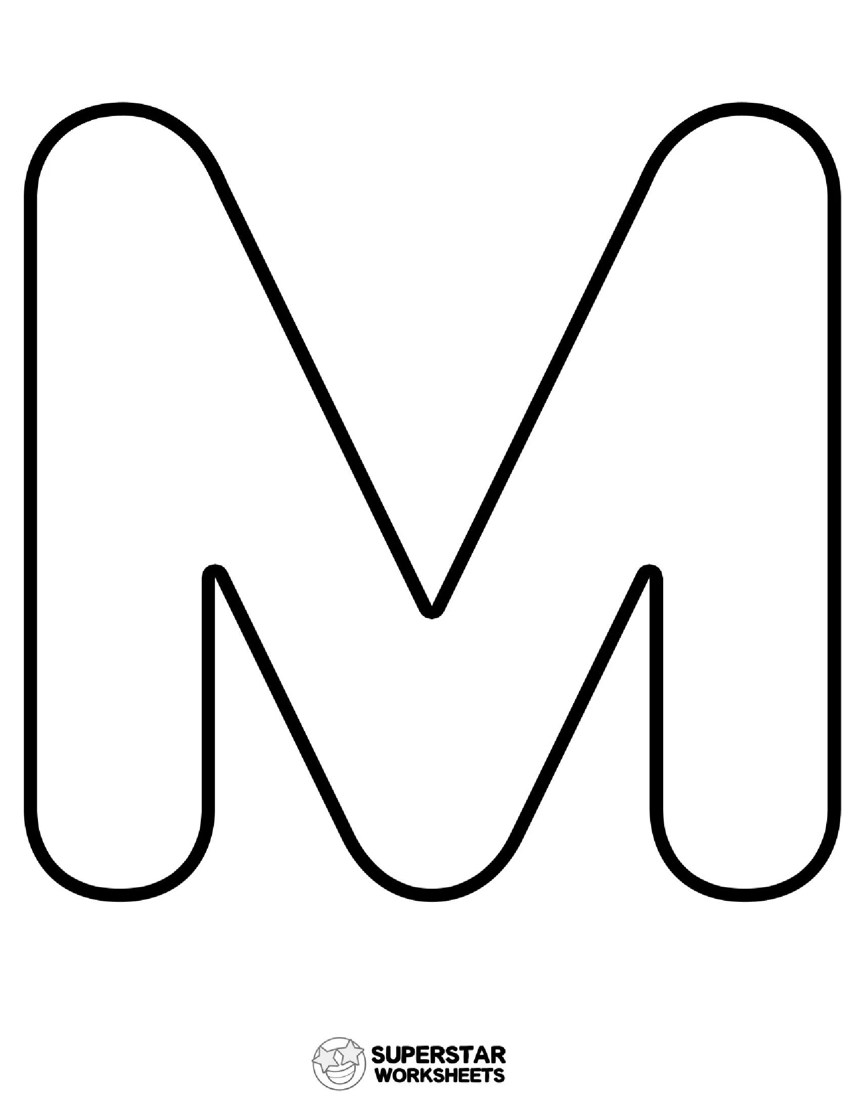 Molde de Letra M Grande para Imprimir - Superstar Worksheets