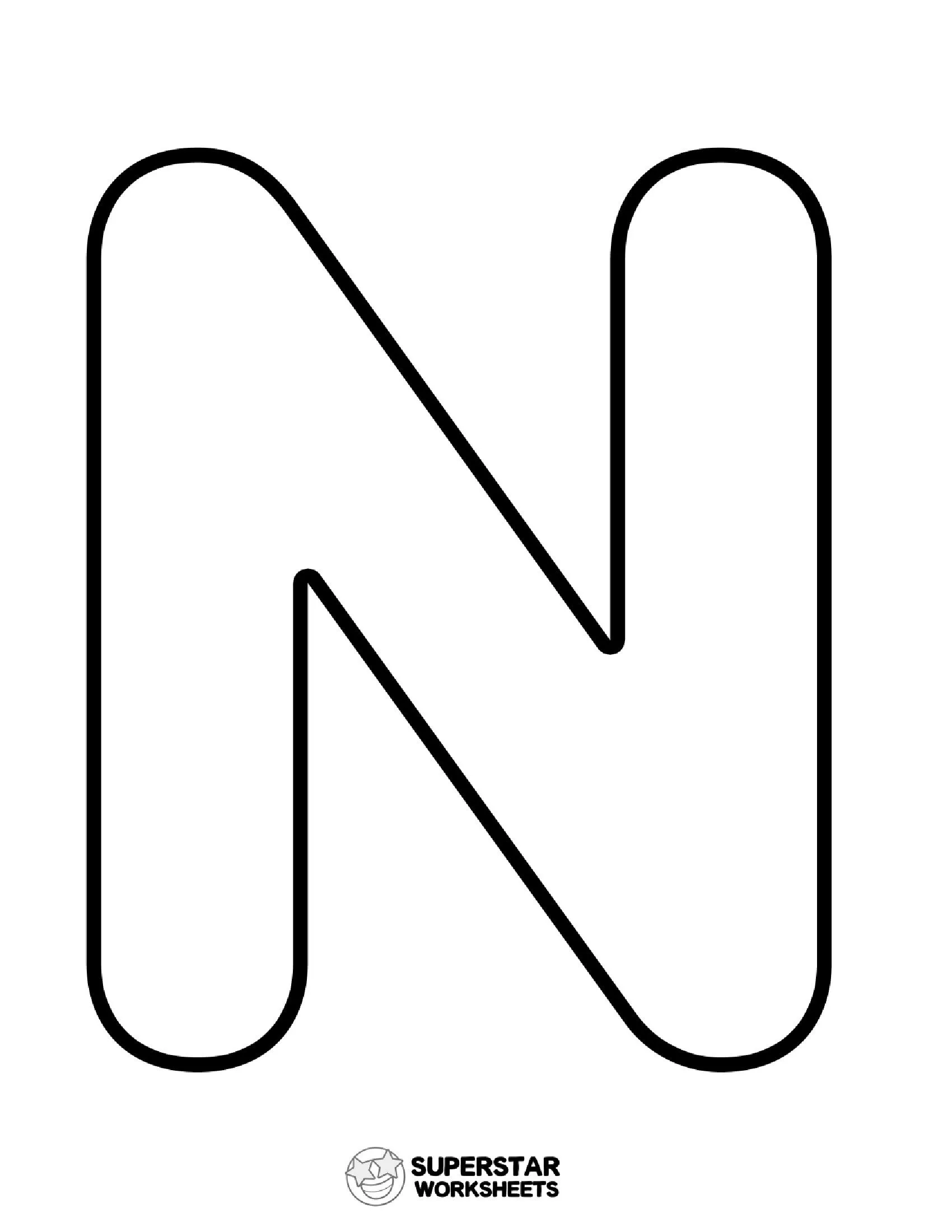 Molde de Letra N para imprimir em formato grande e estilizado