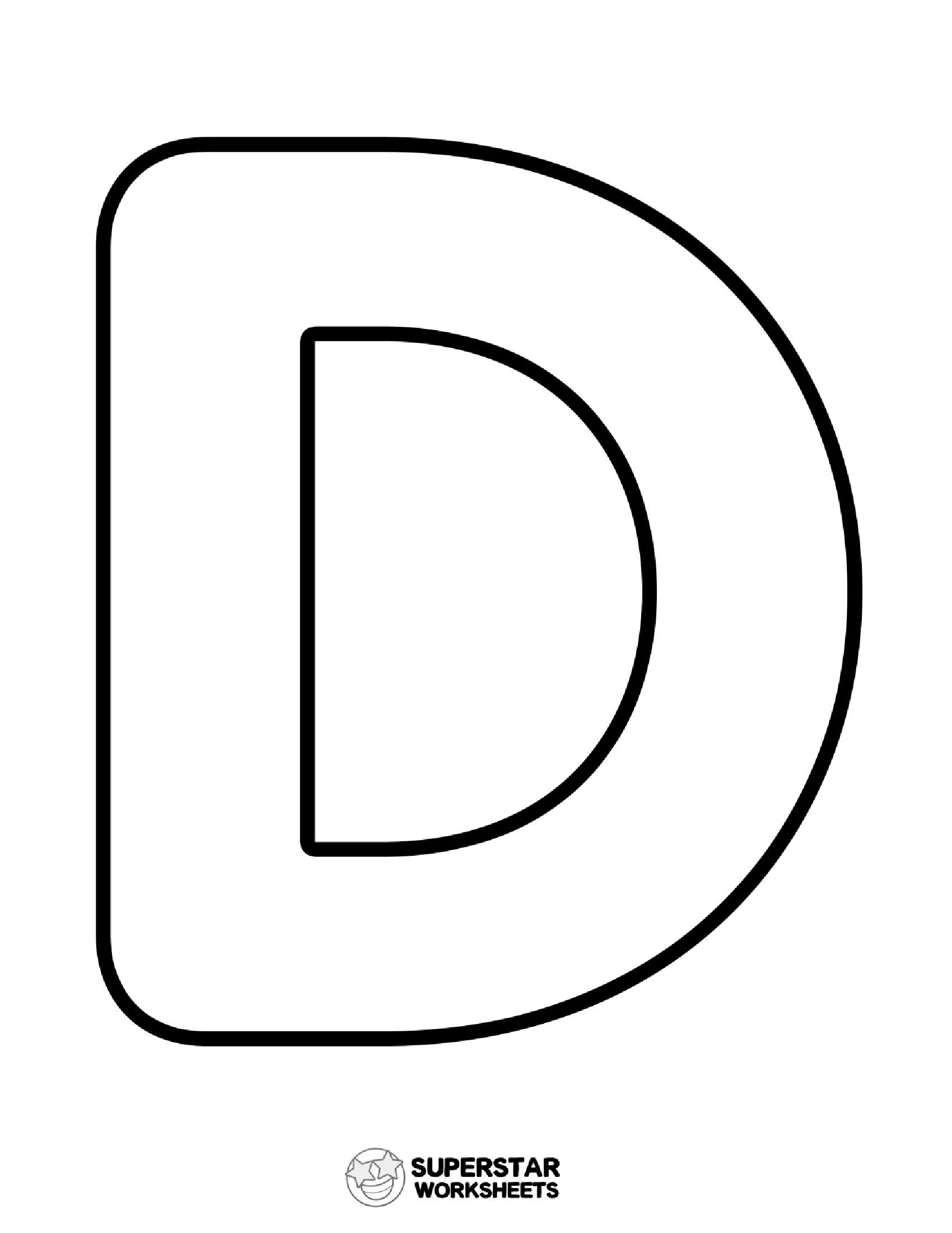 Molde de Letra para imprimir da Letra D Grande - Criatividade e Aprendizado