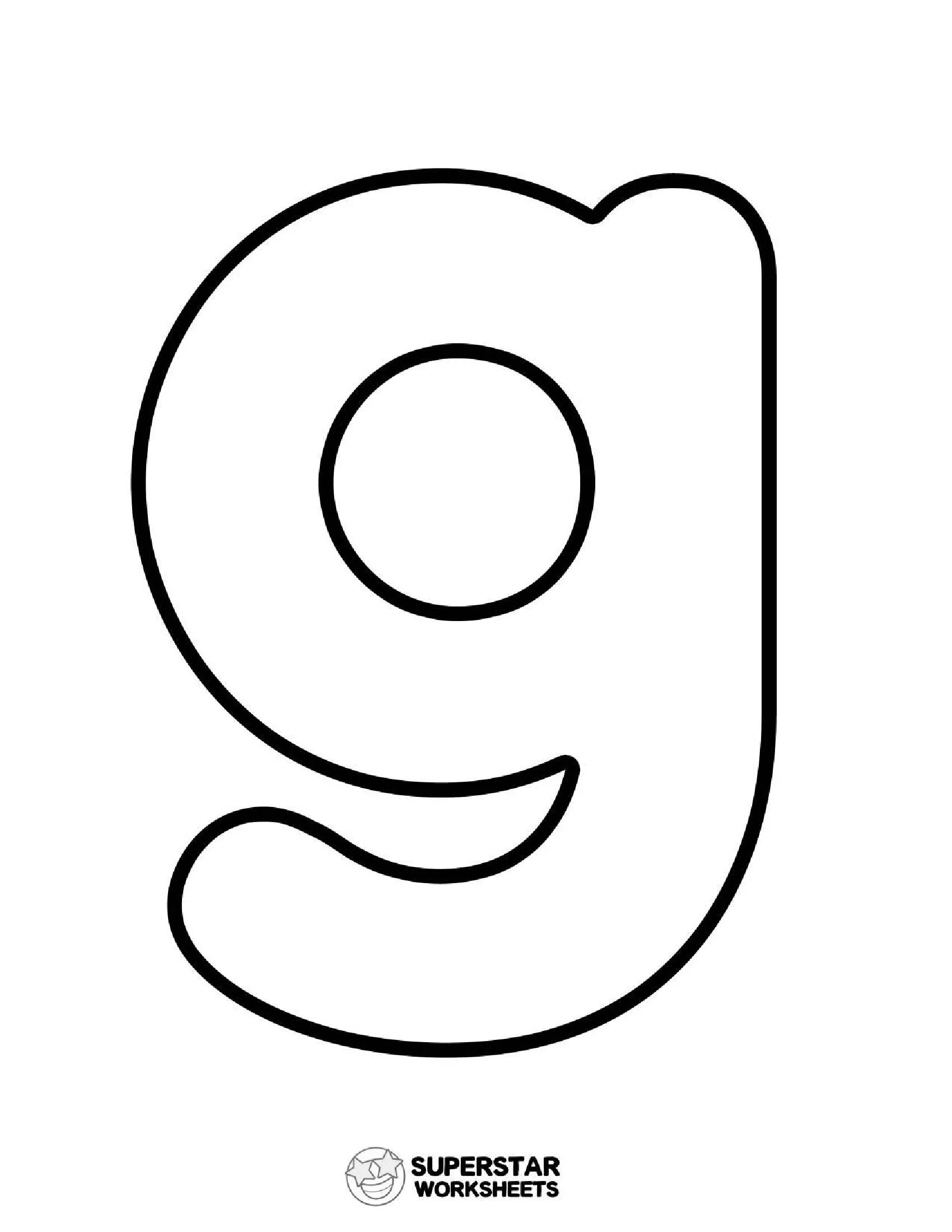 Molde de Letra para imprimir da Letra g Pequena em Negrito