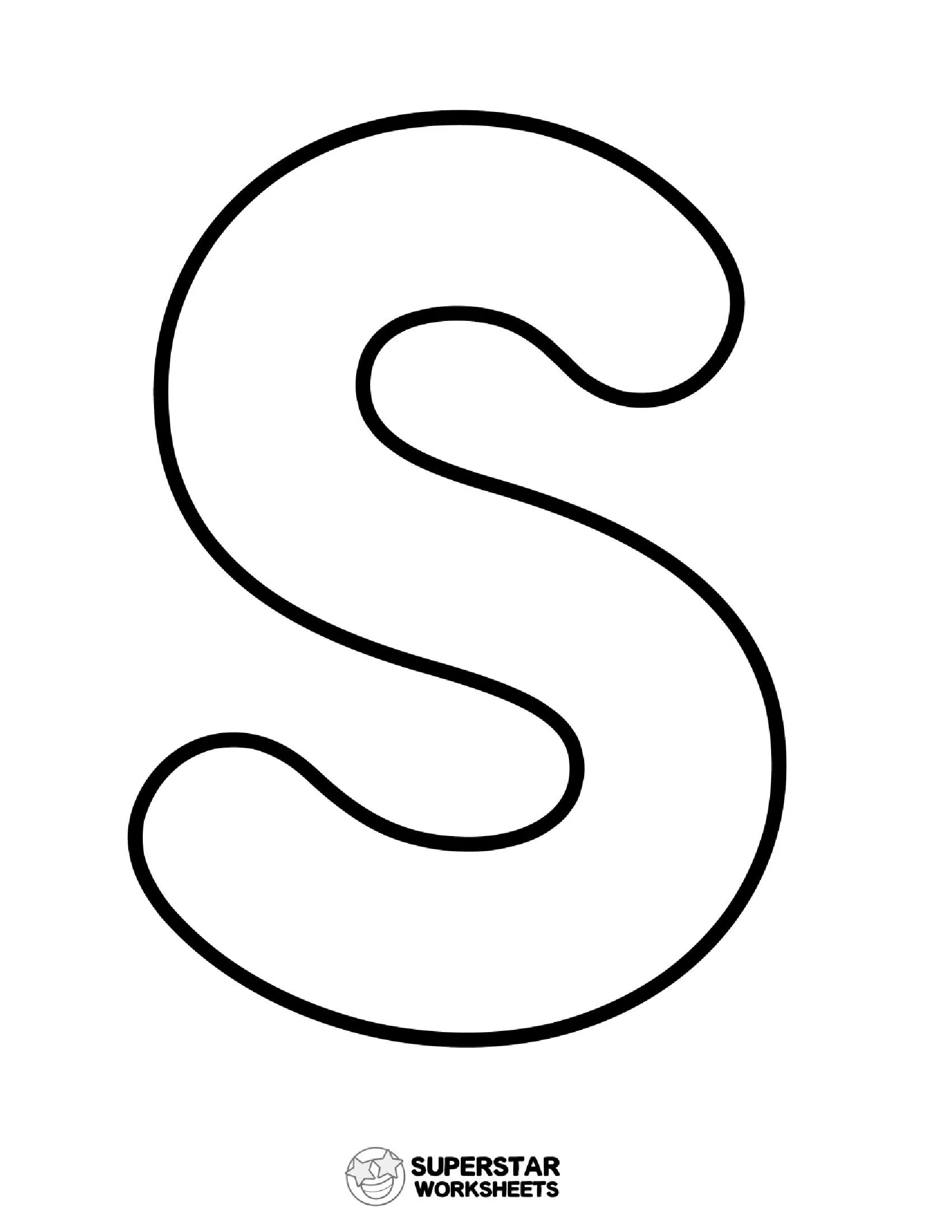 Molde de Letra S Grande para Imprimir - Superstar Worksheets