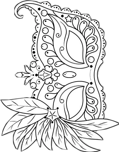 Molde de Máscara de Carnaval para Imprimir com Detalhes Florais
