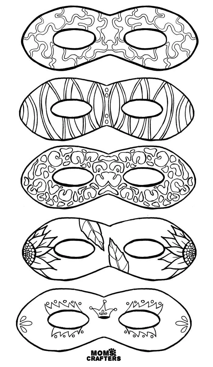 Molde de Máscara de Carnaval para Imprimir Criativo e Colorido