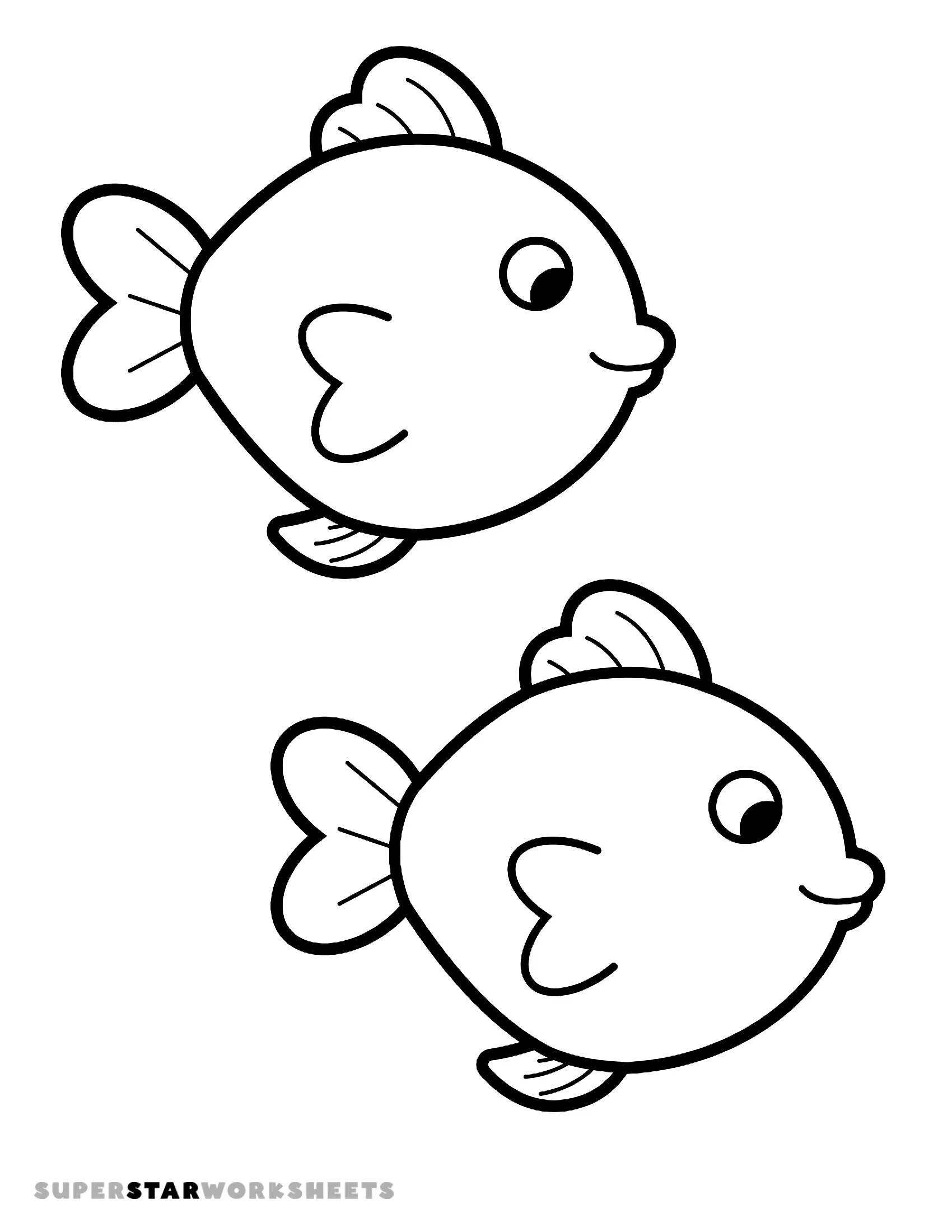 Molde de Peixe Cartoon para Imprimir e Colorir