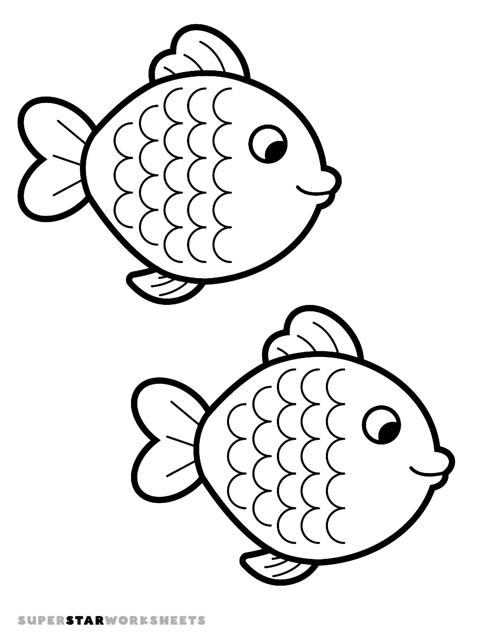 Molde de Peixe Sorridente para Imprimir e Colorir