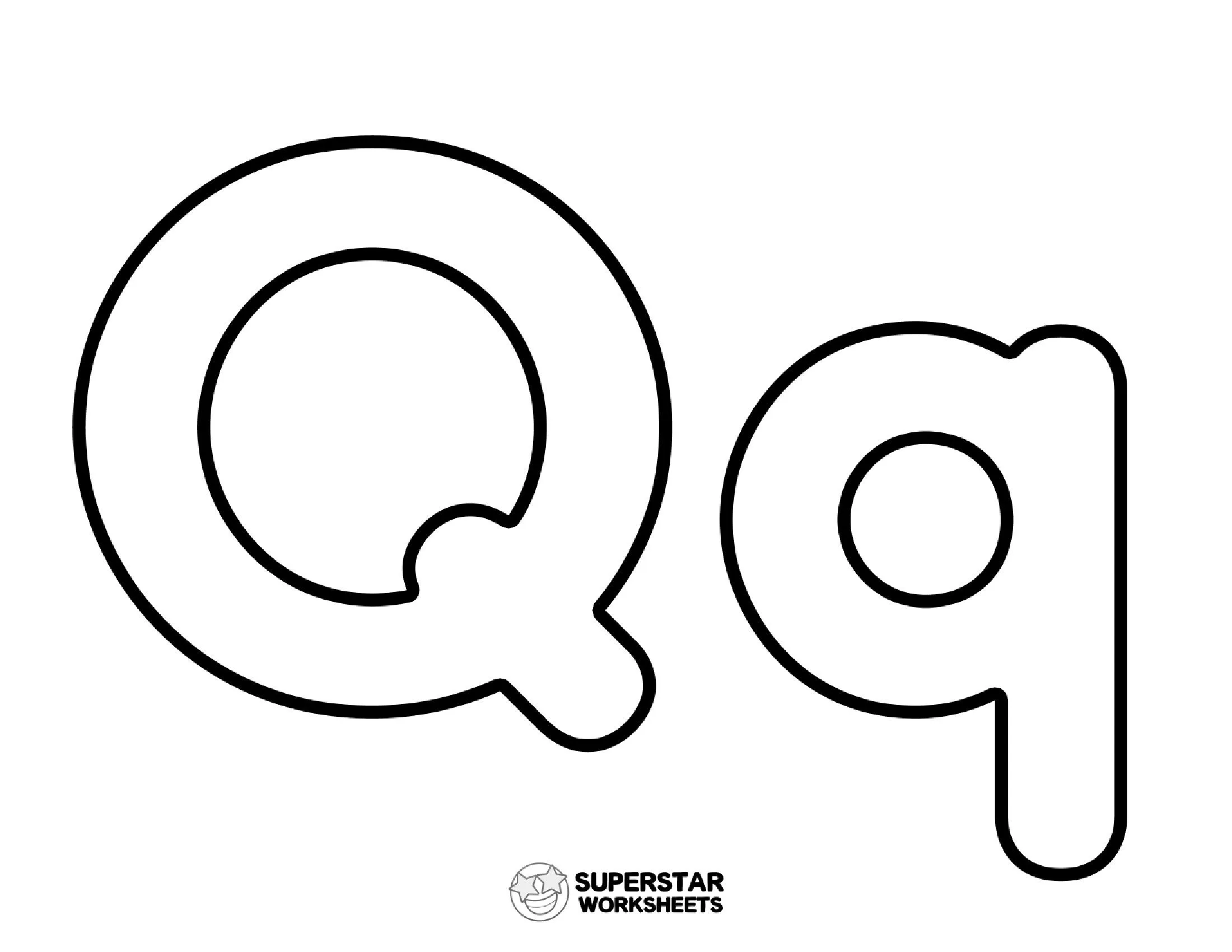 Moldes de Letras para Imprimir: Letra Q Maiúscula e q Minúscula