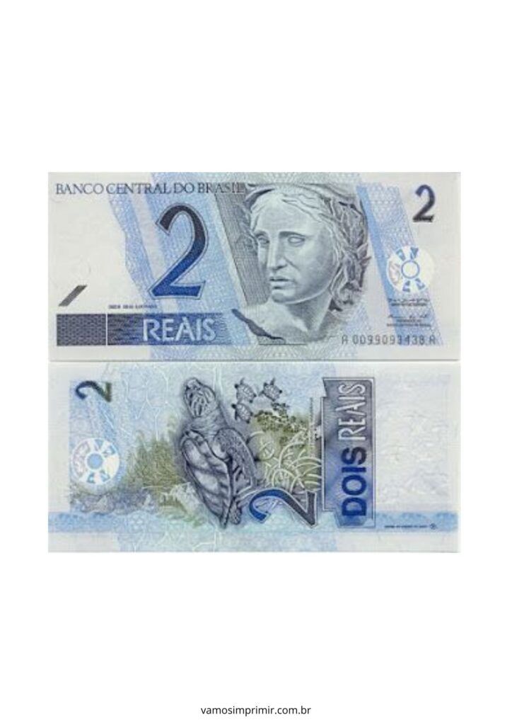 Notas de Dinheiro de Brinquedo de 2 Reais para Imprimir