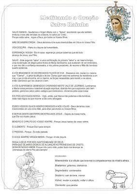 Oração Salve Rainha Completa com ilustrações para imprimir