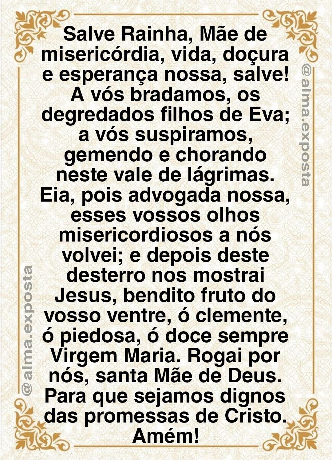 Oração Salve Rainha Completa para Imprimir com Fundo Clareado