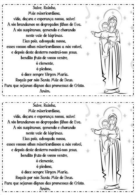 Oração Salve Rainha Completa para imprimir com ilustração de Santa Maria