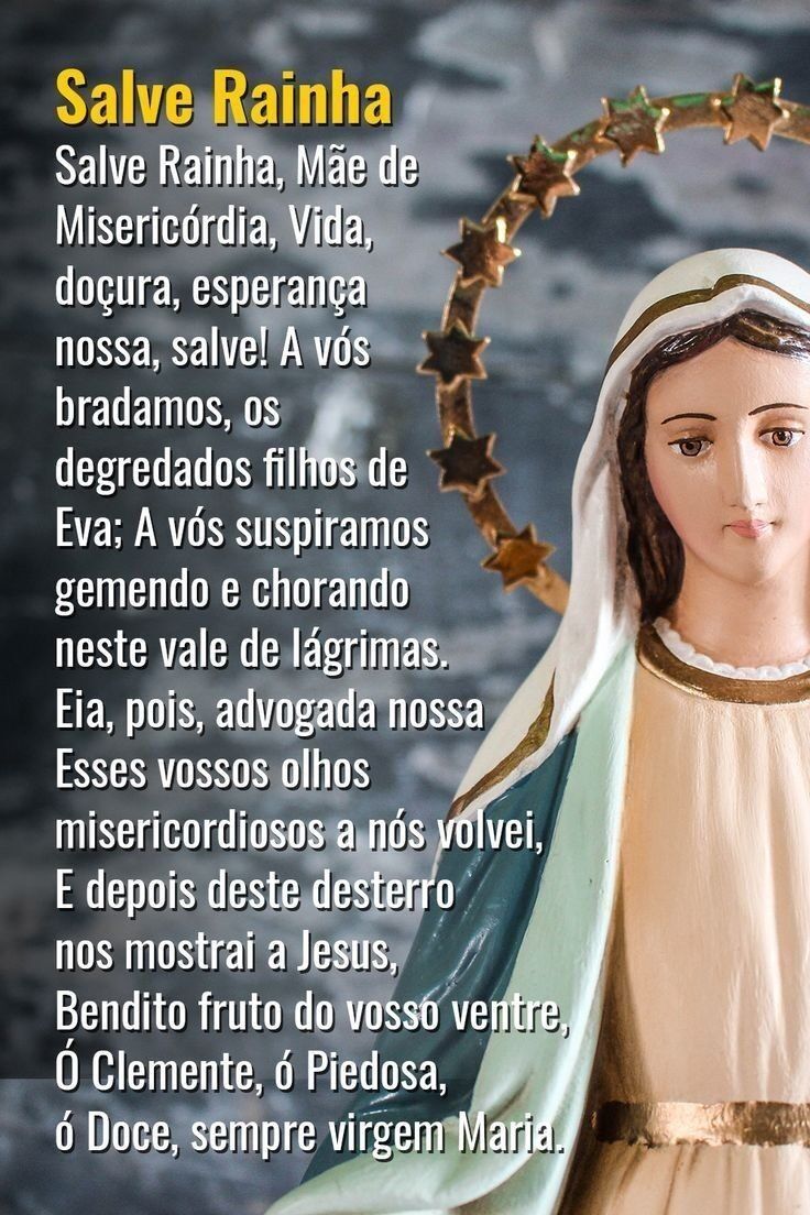 Oração Salve Rainha Completa para imprimir com imagem da santa