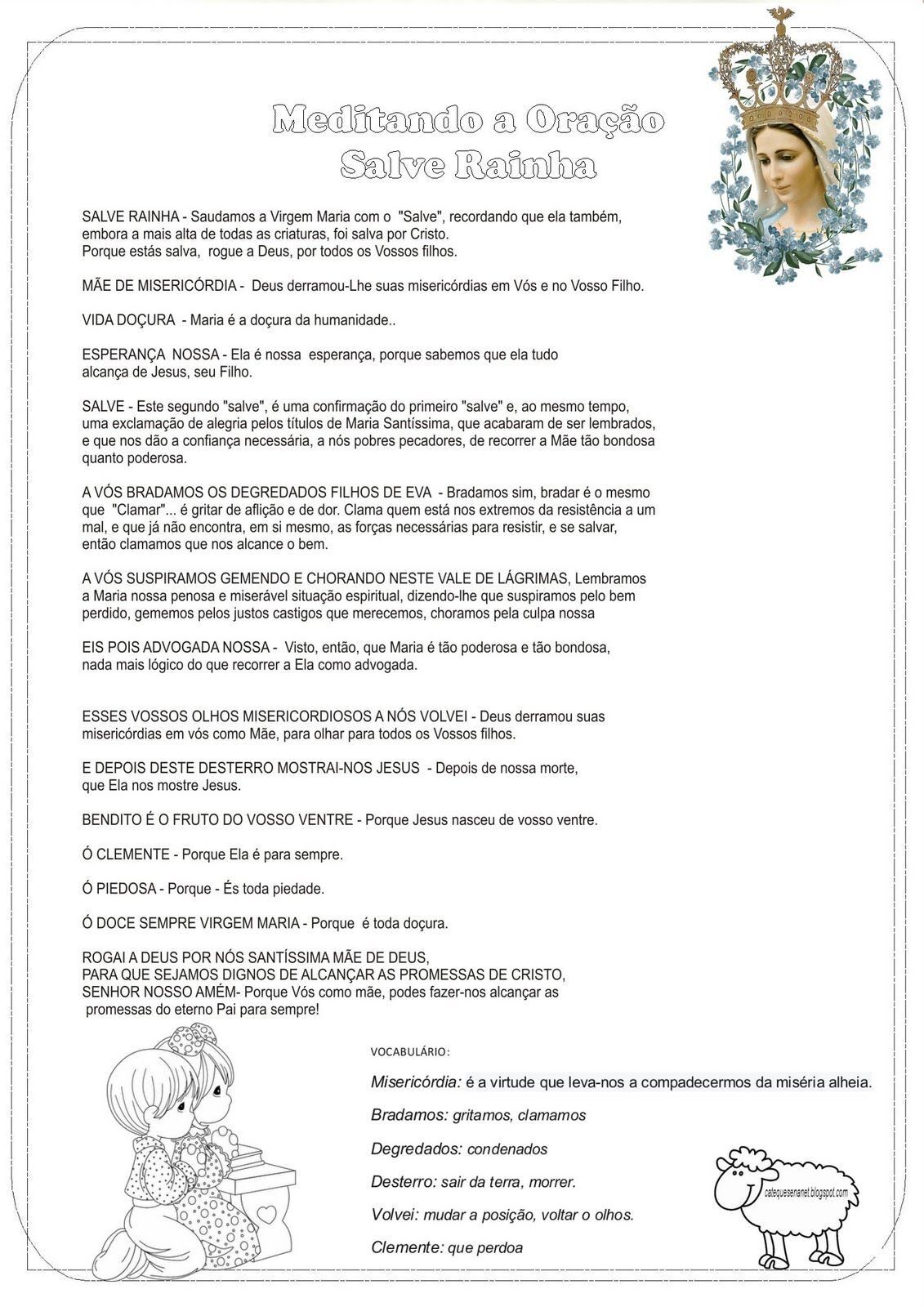 Oração Salve Rainha Completa para Imprimir com Imagem de Maria