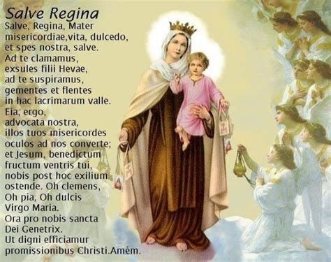 Oração Salve Rainha Completa para imprimir com Nossa Senhora e anjos