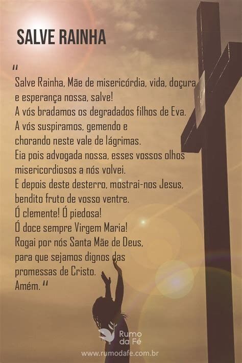 Oração Salve Rainha Completa para Imprimir com Silhueta de Mulher