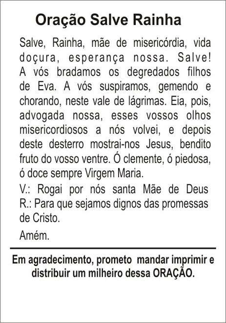 Oração Salve Rainha Completa para Imprimir e Distribuir