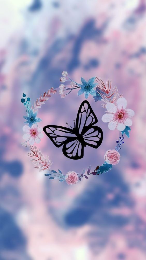 Papel de Parede Feminino com Borboleta e Flores