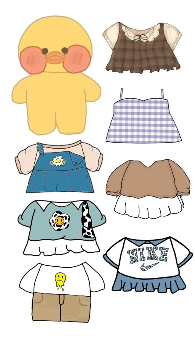 Pato de Papel Amarelo com Roupas Recortáveis para Imprimir