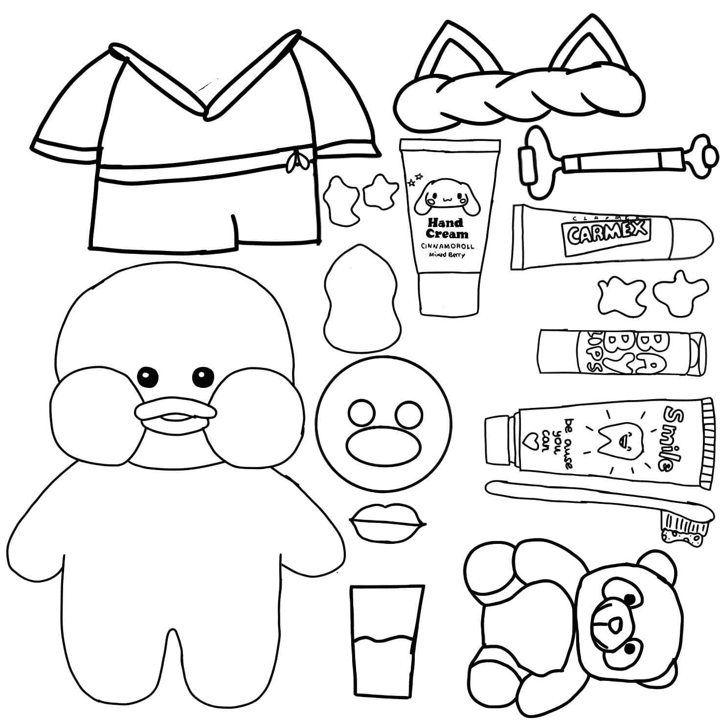 Pato de Papel para Imprimir e Colorir com Acessórios