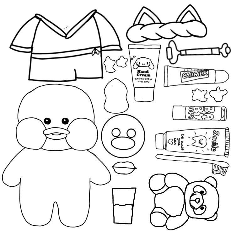 Pato de Papel para Imprimir e Colorir com Acessórios