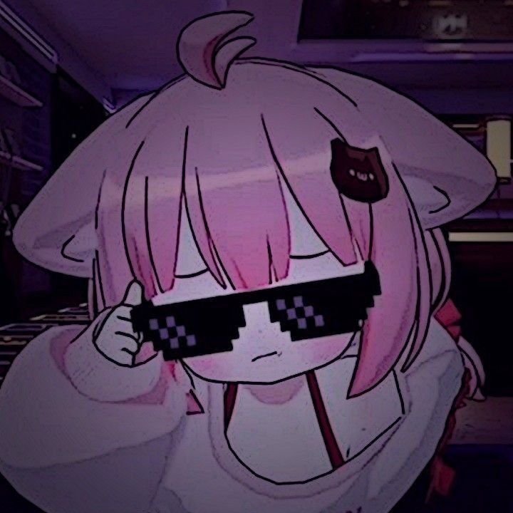 Personagem de Anime Rosa com Fones de Ouvido para Perfil