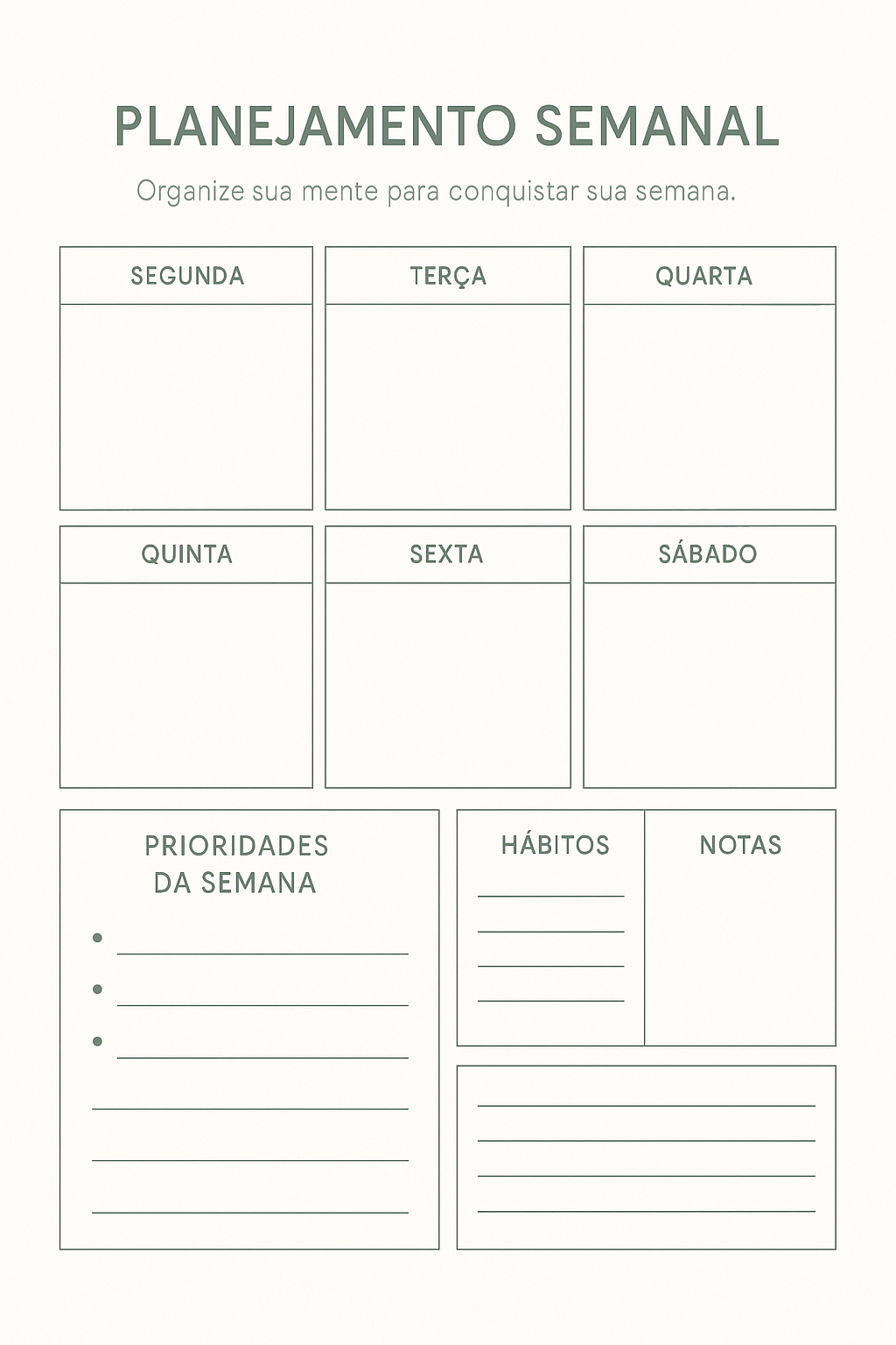 Planner Semanal para Impressão: Organize Suas Tarefas