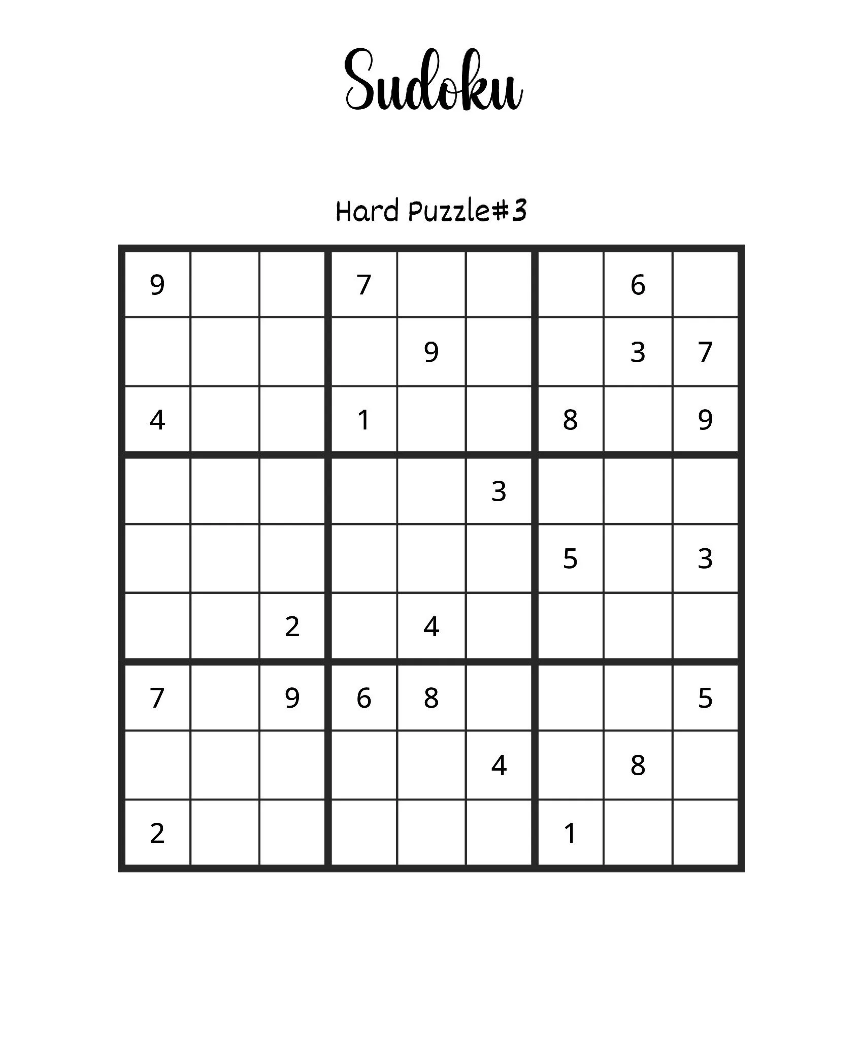 Quebra-cabeça de Sudoku difícil para imprimir e se divertir