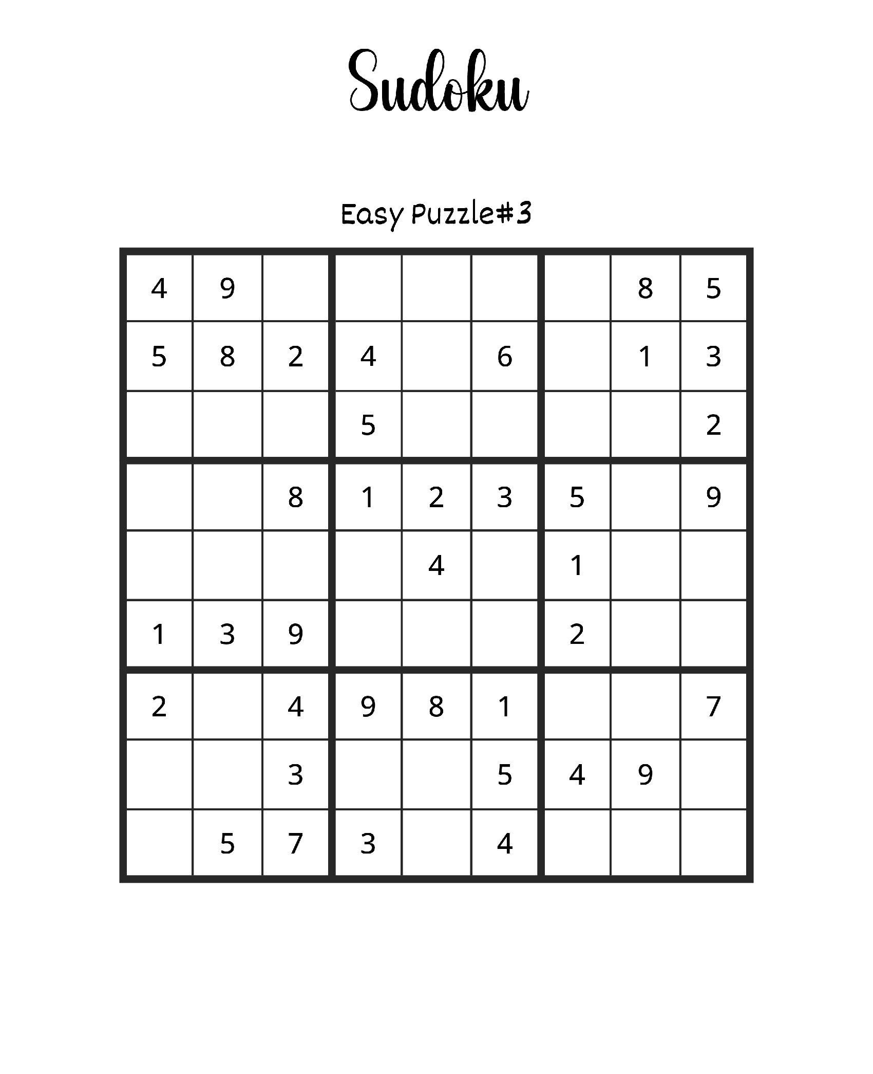 Quebra-cabeça de Sudoku Fácil para Imprimir e se Divertir