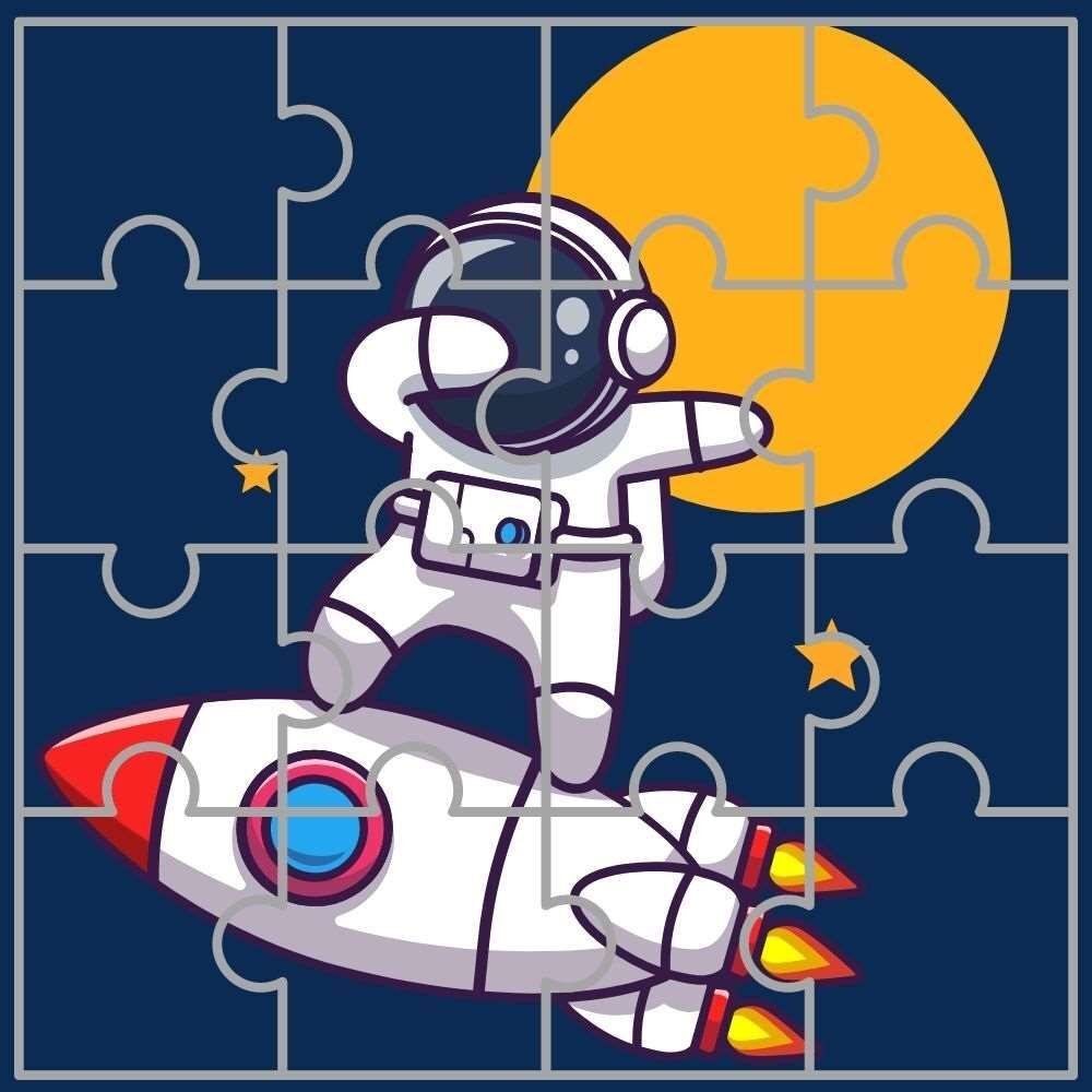 Quebra-cabeça para imprimir: Astronauta e foguete