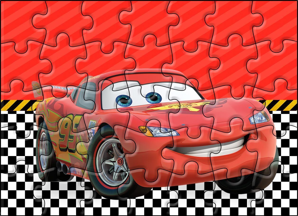 Quebra-cabeça para imprimir com carro vermelho animado