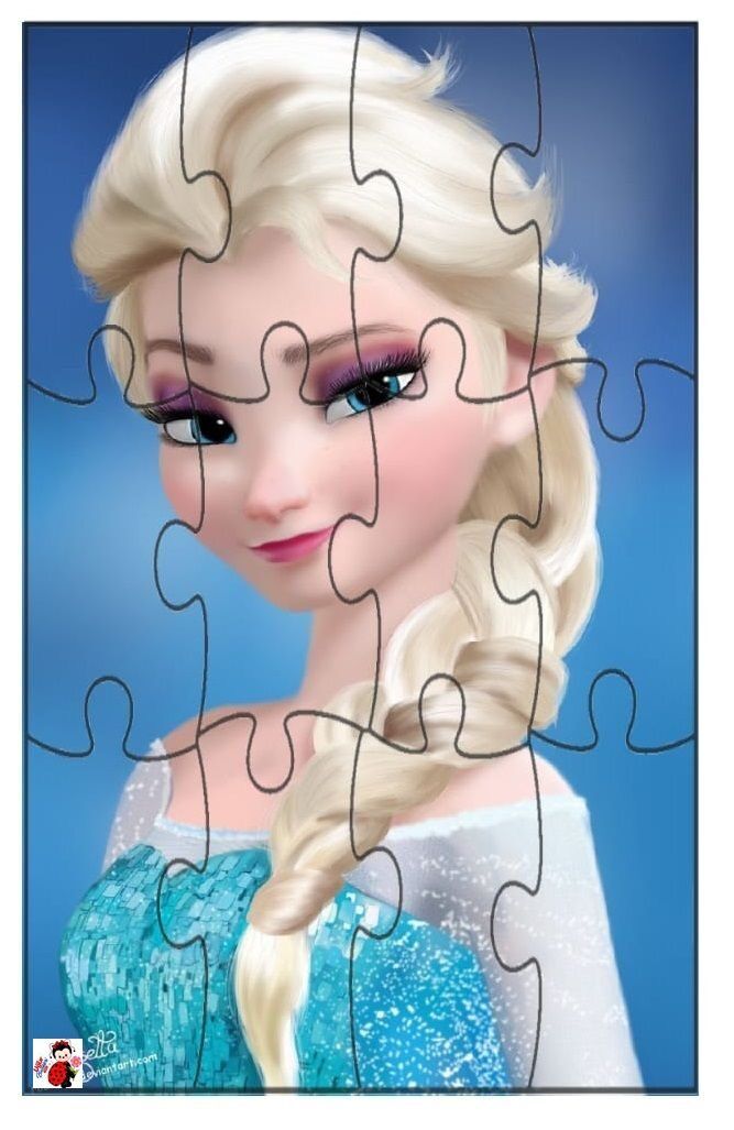 Quebra Cabeça para imprimir com personagem de vestido azul
