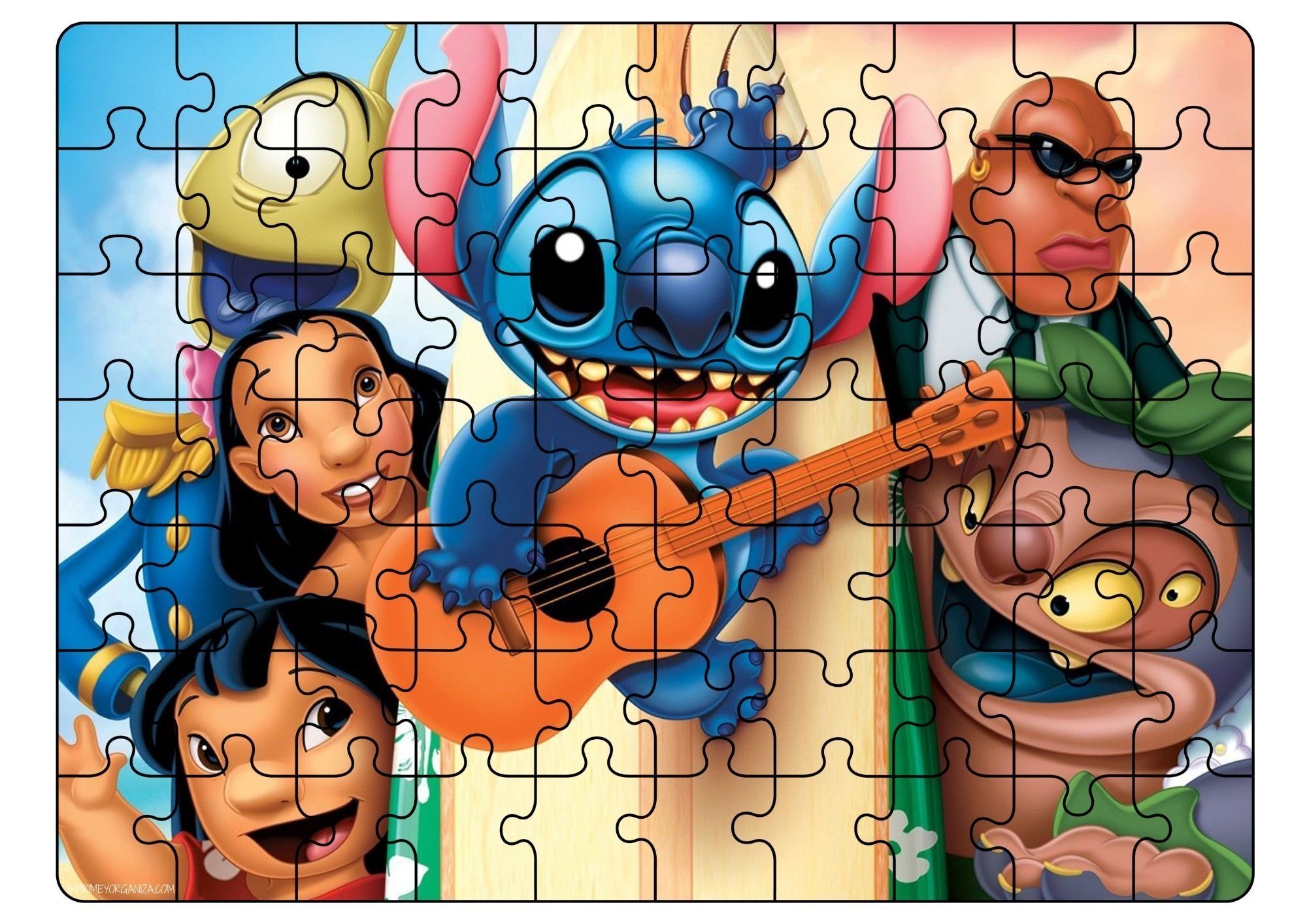 Quebra Cabeça para imprimir com personagens animados coloridos