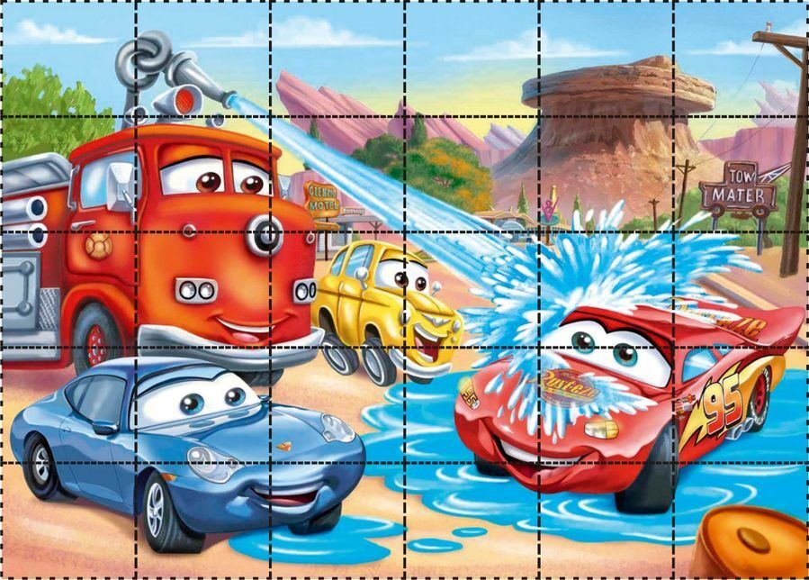 Quebra Cabeça para imprimir com tema de carros felizes