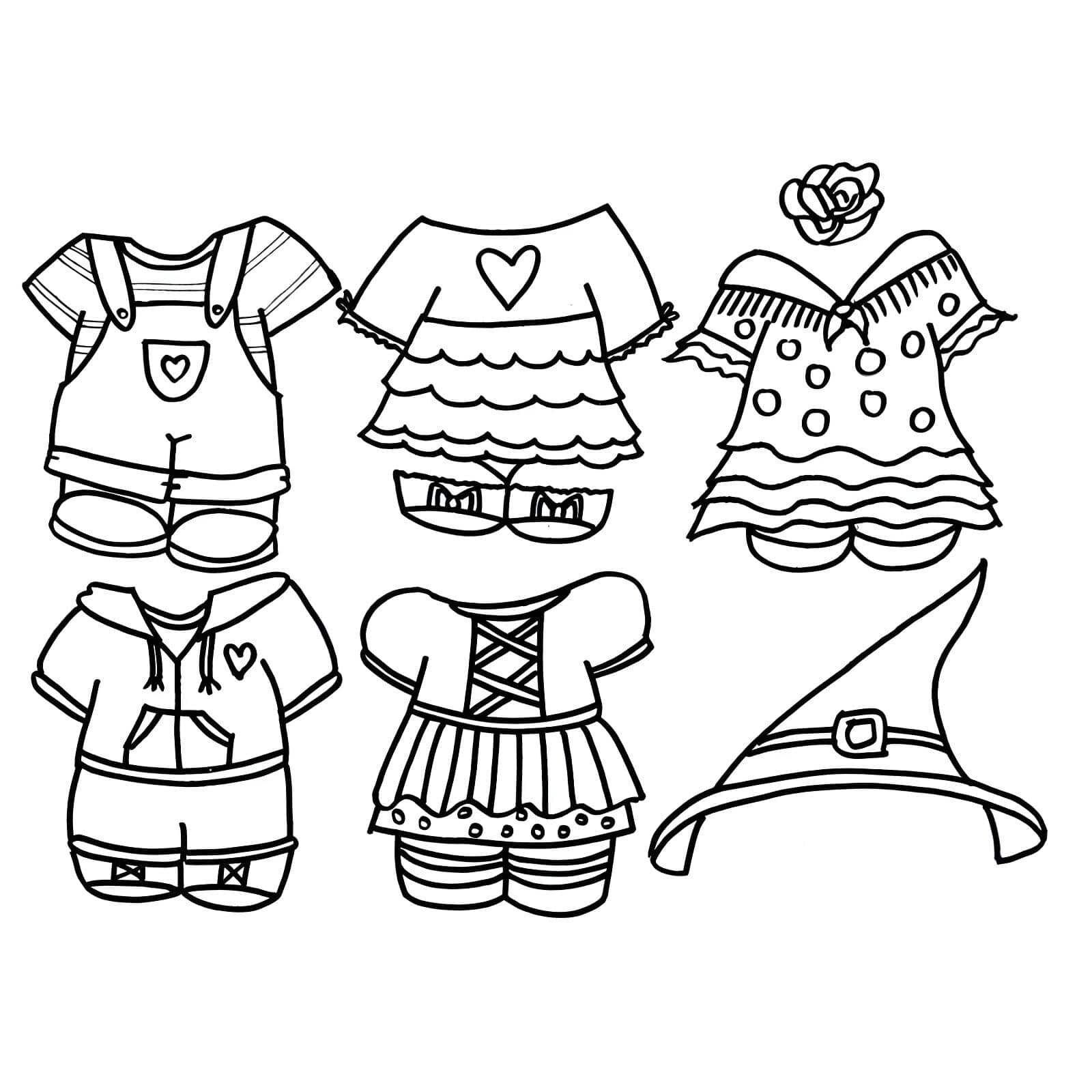 Roupas para Paper Duck para Imprimir e Colorir