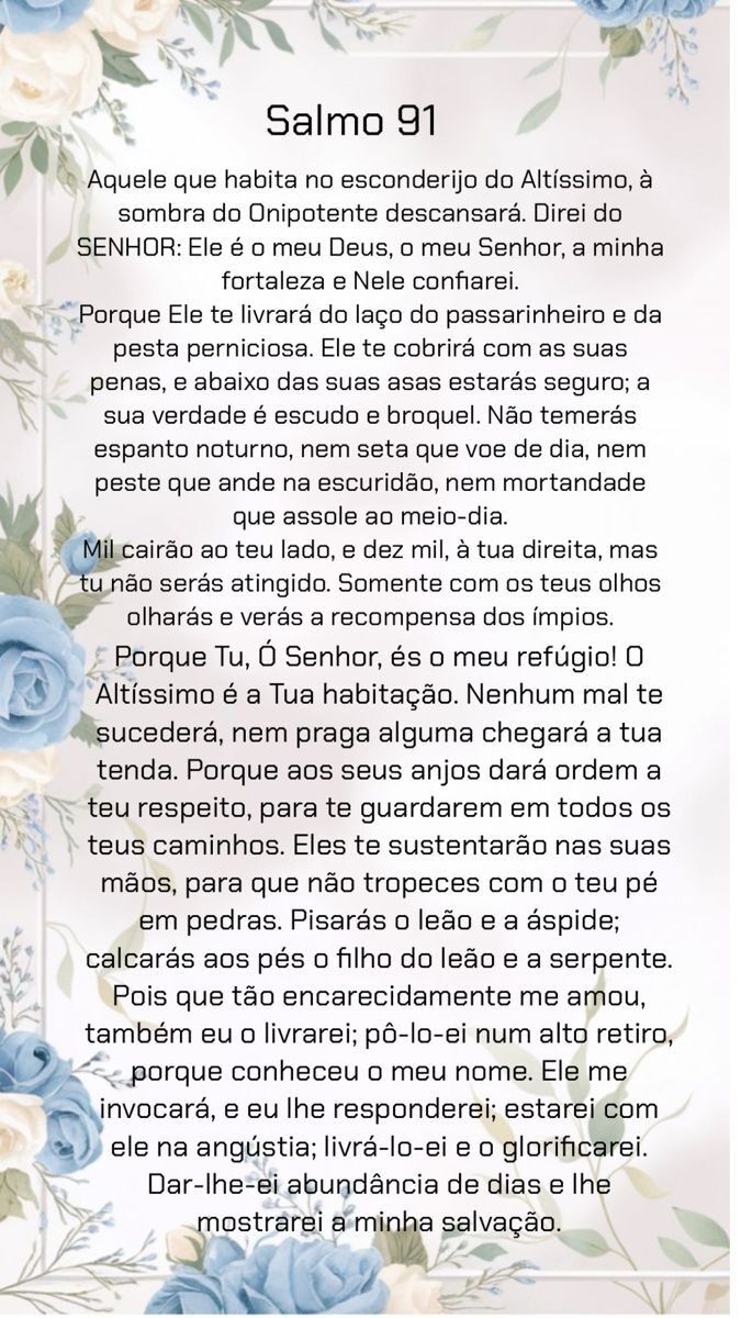 Salmo 91 completo para imprimir em fundo decorado