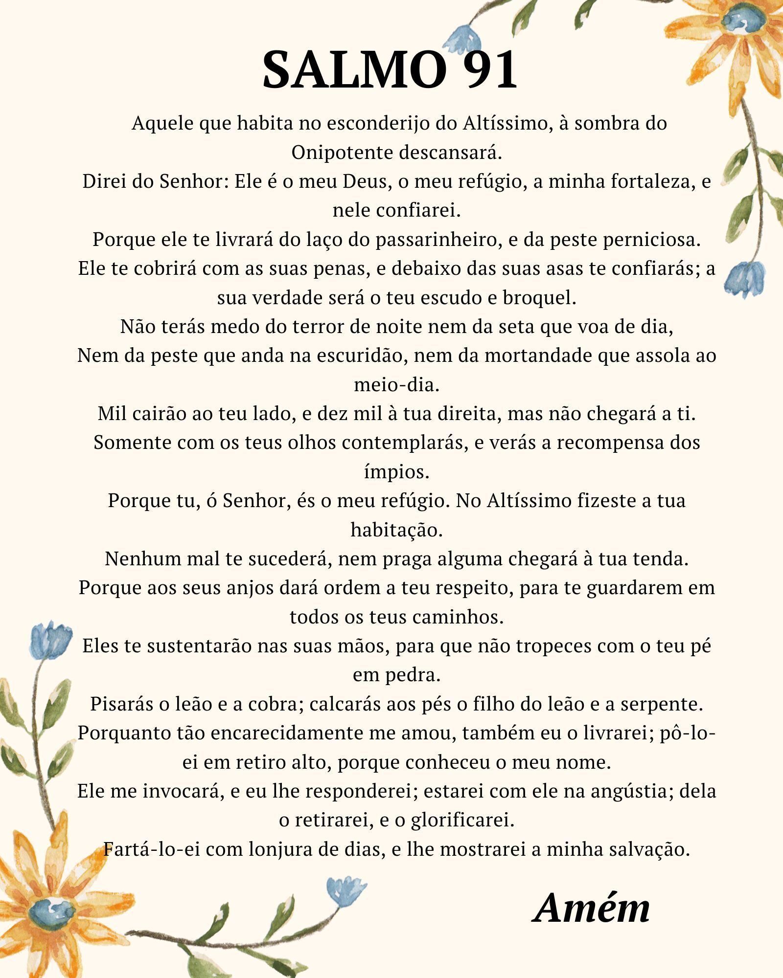Salmo 91 para imprimir: proteção e confiança em Deus
